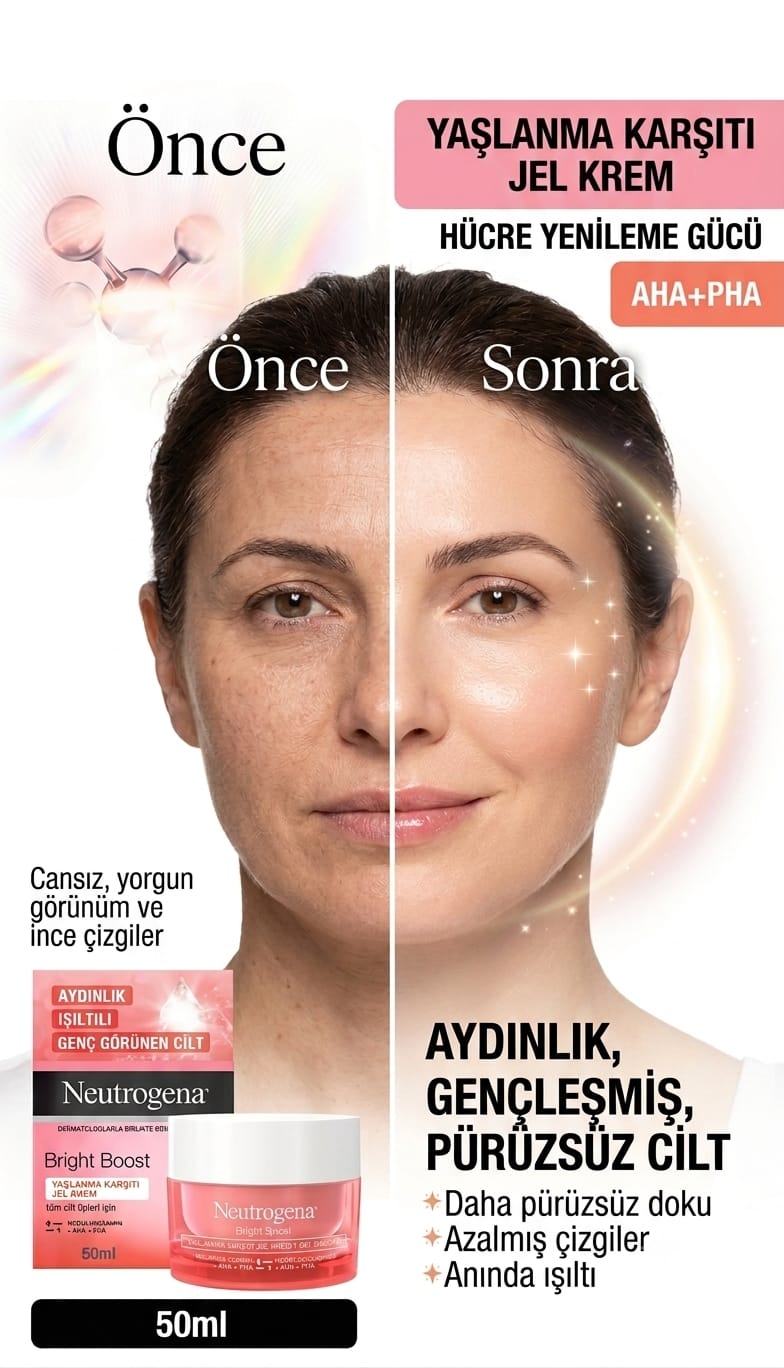 Neutrogena Bright Boost - AHA+PHA Formüllü Aydınlatıcı & Yaşlanma Karşıtı Jel Krem