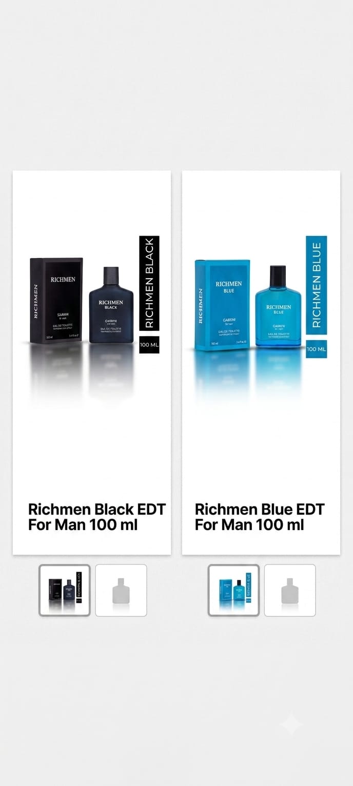 Gabrini Richmen Eau De Toilette - Maskülen Erkek Parfüm Seti (Mavi & Siyah)