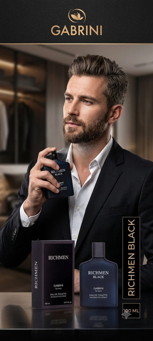 Gabrini Richmen Eau De Toilette - Maskülen Erkek Parfüm Seti (Mavi & Siyah)